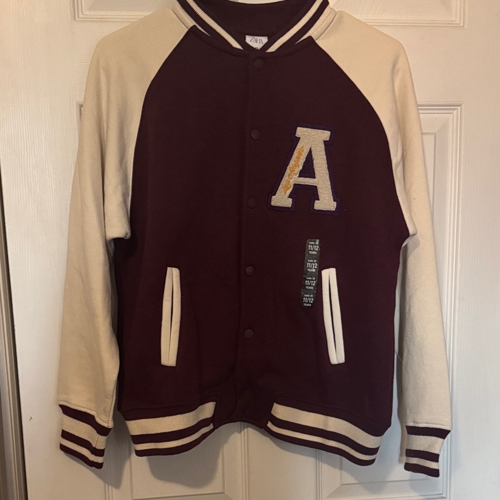 Zara Maroon and White Jacket